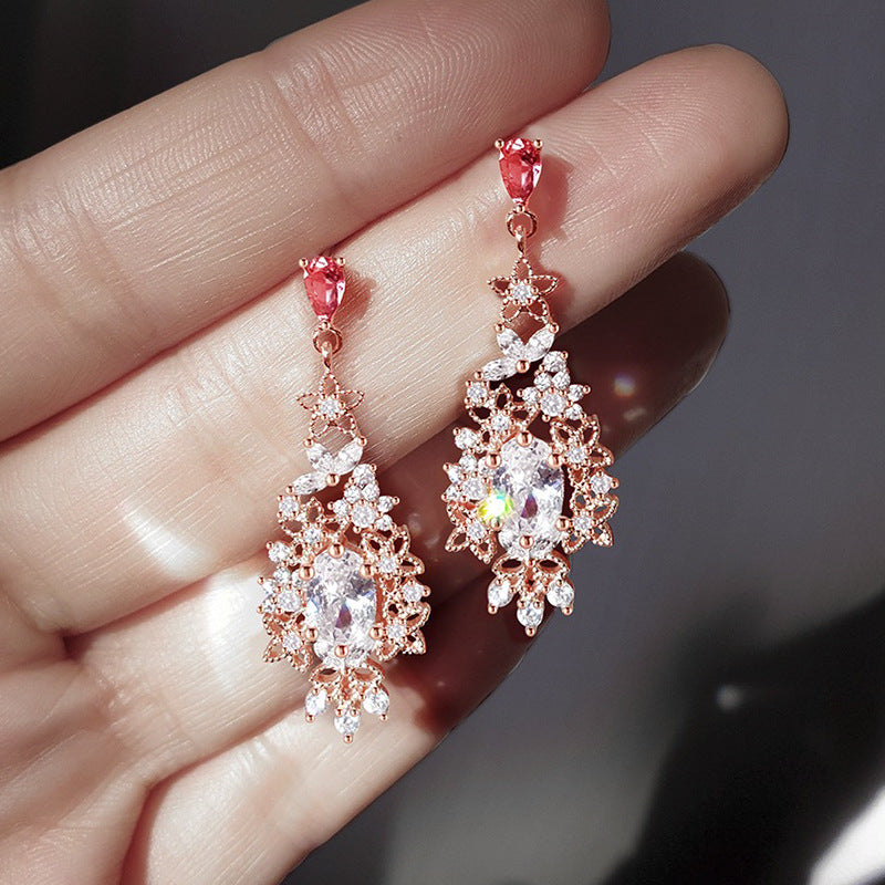 Micro-set zircon flash diamond earrings