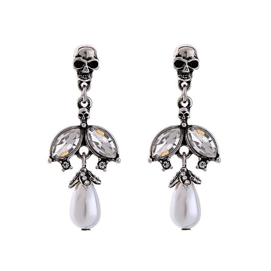 Retro Gothic Pearl Stud Earrings Female Personality European and American Fashion Influx Earrings