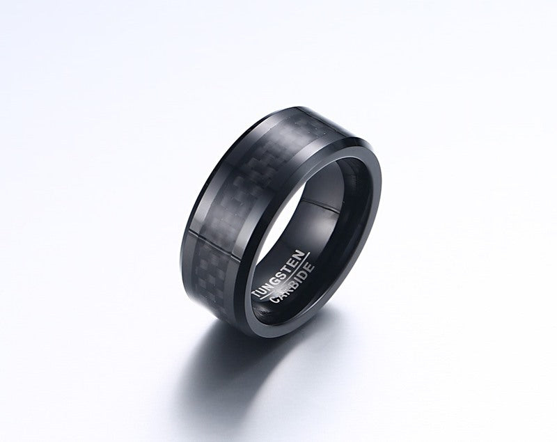 8MM carbon fiber tungsten steel ring black