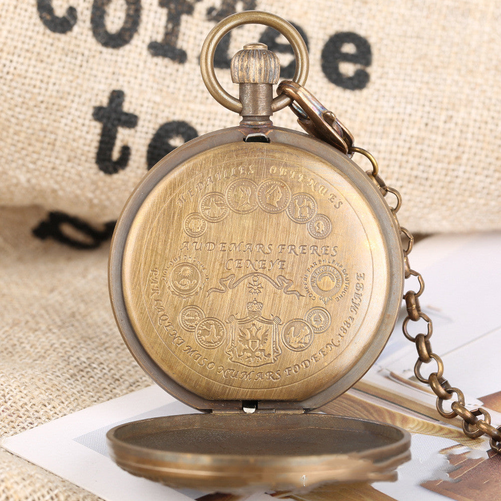 Carved small flower pocket watch