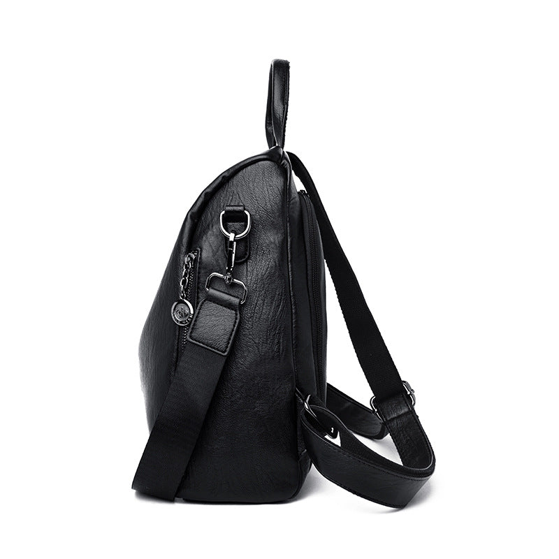 Large-capacity casual cowhide backpack