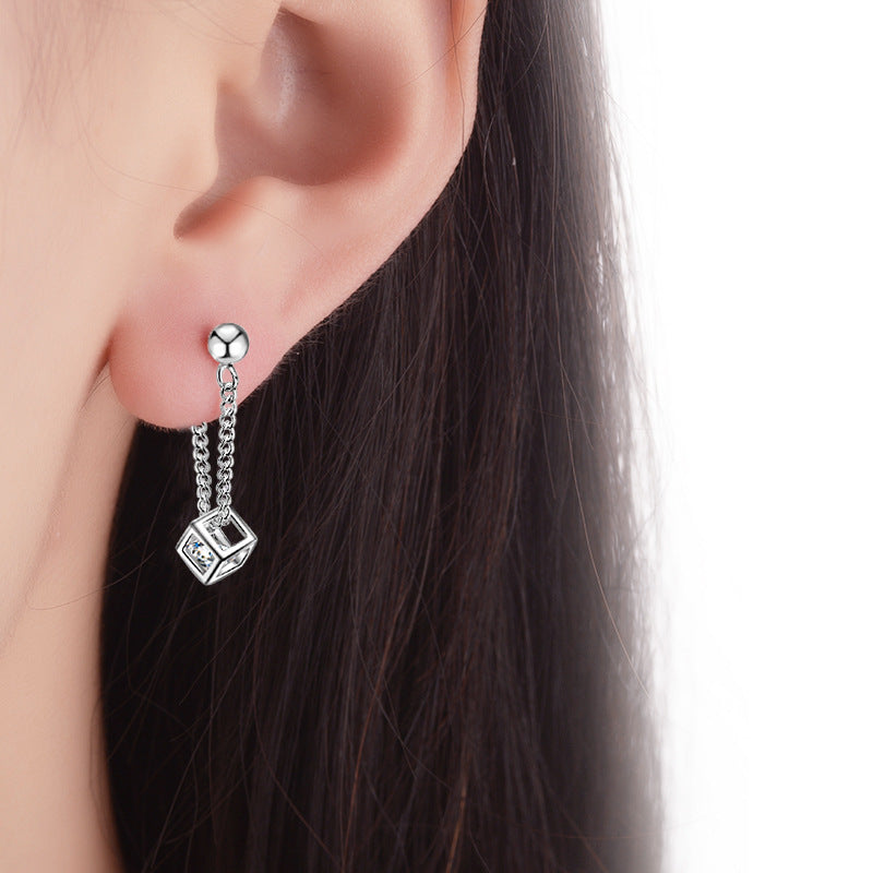 Rubik's cube long earrings for women