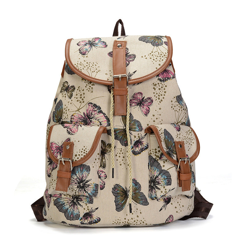 Vintage butterfly canvas outdoor backpack