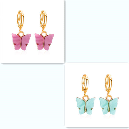 Women's Fashion Colorful Acrylic Butterfly Earrings