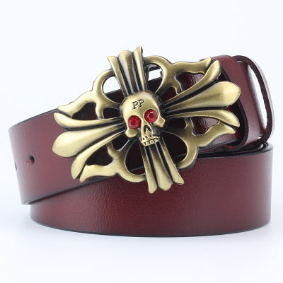 Ghost Head Series Big Strap Casual Taro Decorative Belt Leather