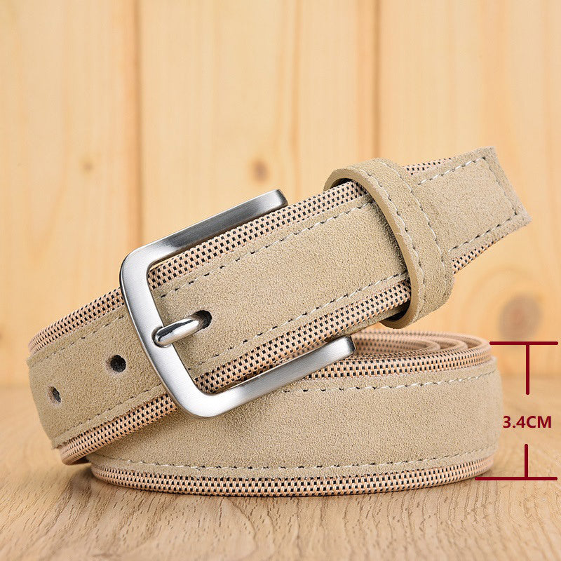 Suede Leather Buckle Oxford Cloth Men's Belt