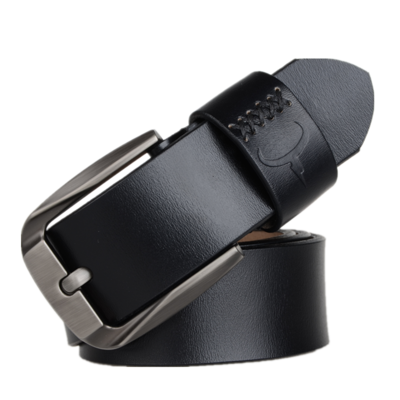 Leather men's pin buckle belt