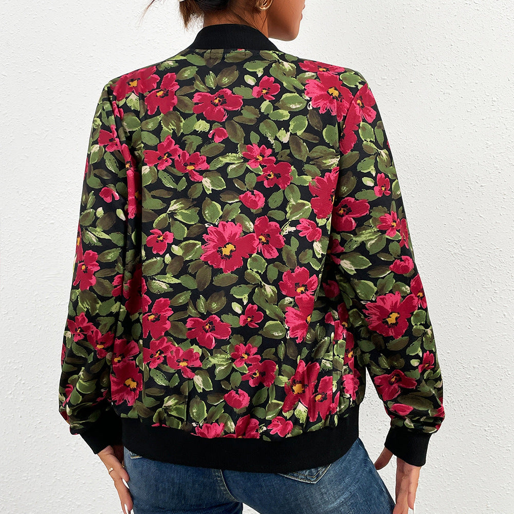 Women's Floral Cardigan Slim Fit Jacket Long Sleeve