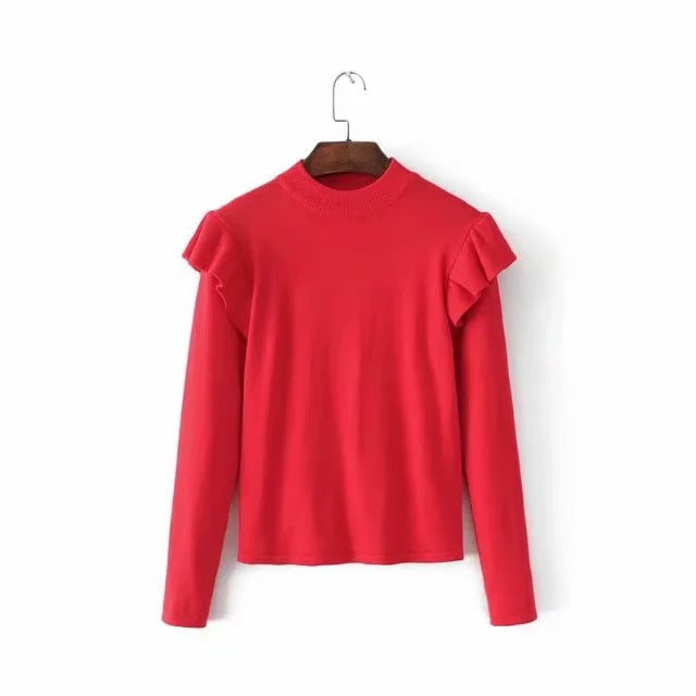 Knitted Sweater Slim Slimming Sweet College Style All-match Bottoming Shirt