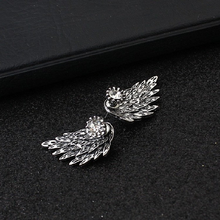 Angel Wings Stud Earrings with Diamonds