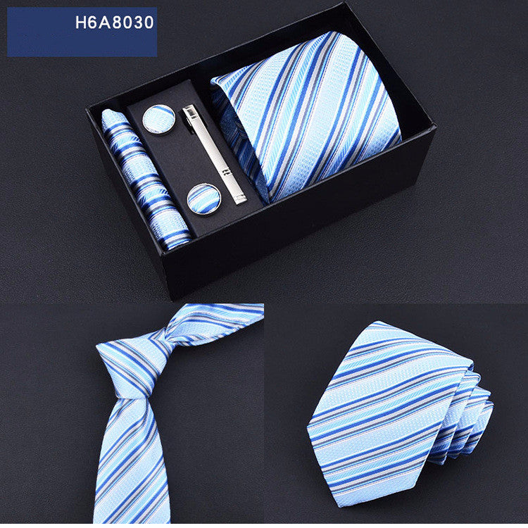 Business 8cm Striped Blue Black Tie