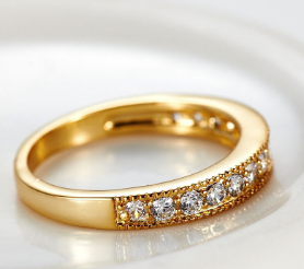 Exclusive love ring European and American style wedding ring 18K gold high-grade AAA zircon ring