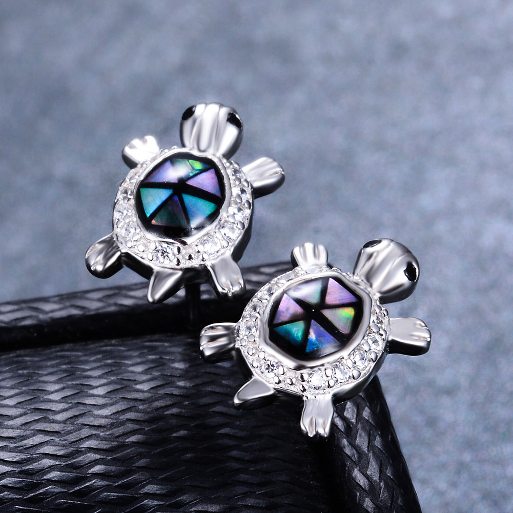 Colorful square turtle earrings