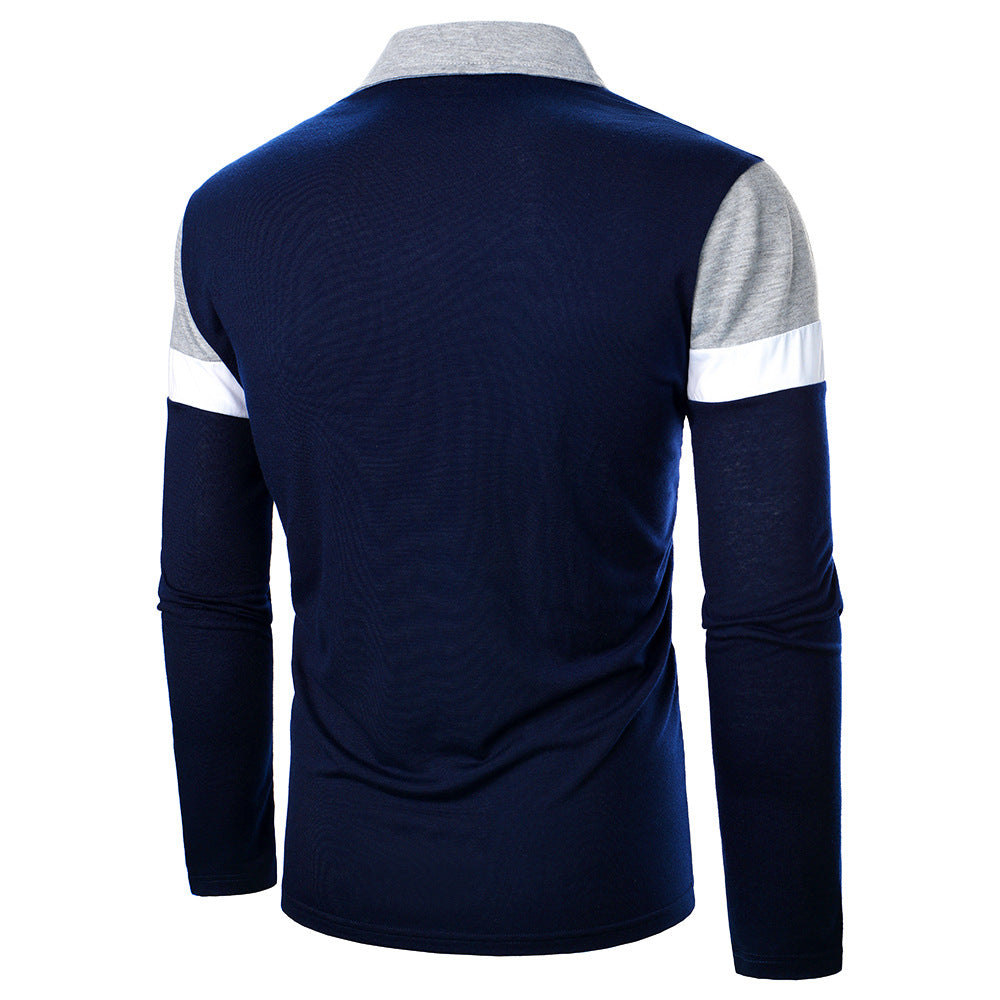 hree-color stitching fashion men's long sleeve