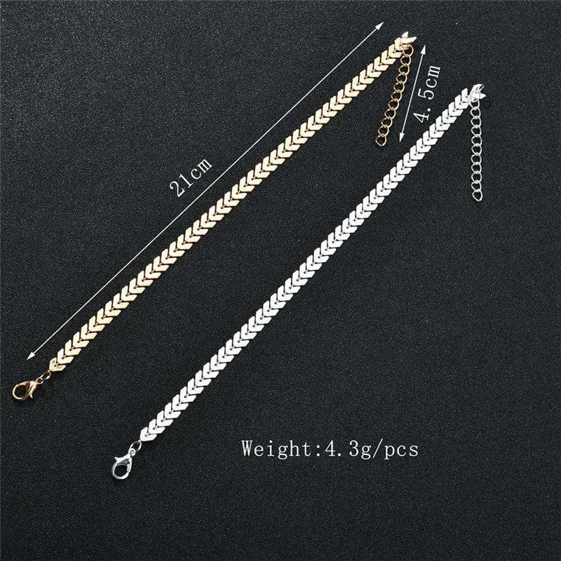 Jewelry Double Layer Fishbone Anklet Women's Beach