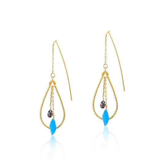 Detachable geometric light blue earrings