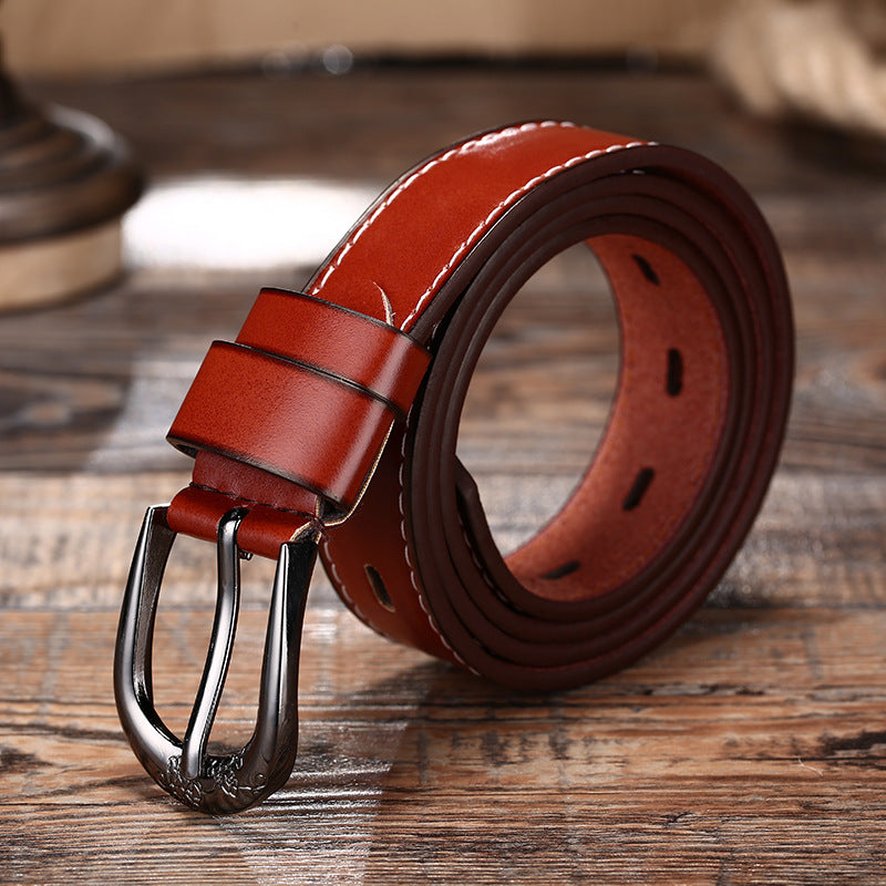 Automatic buckle two layer belt fashion leisure alloy