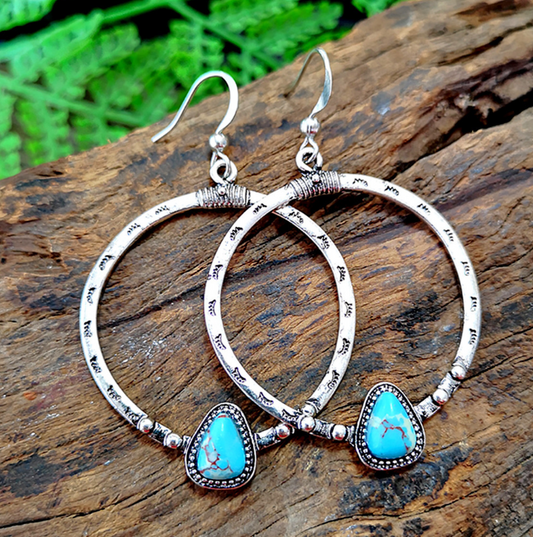 925 plated vintage silver turquoise earrings