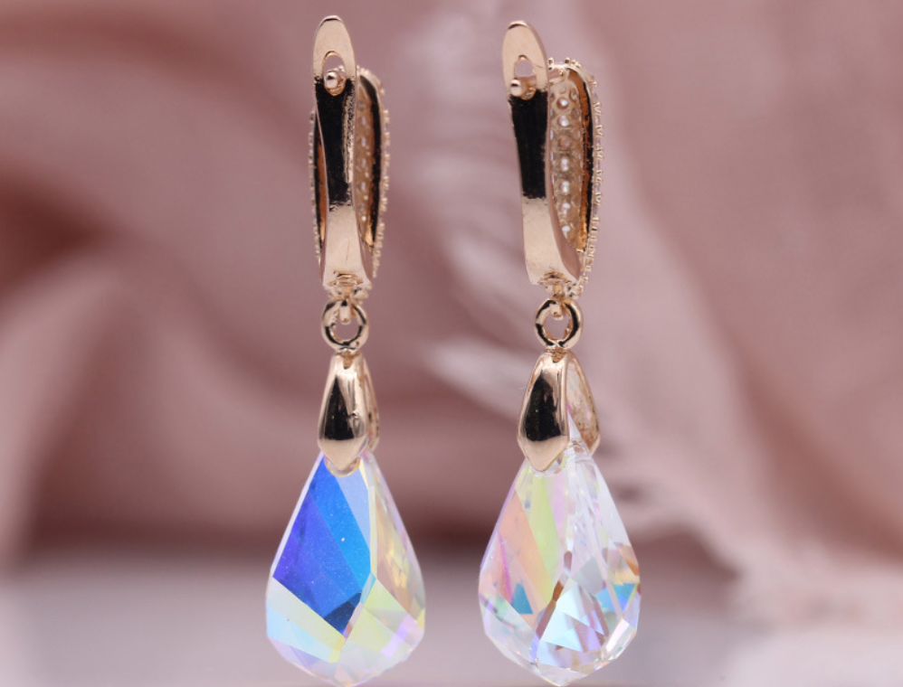 Champagne Austrian crystal earrings women