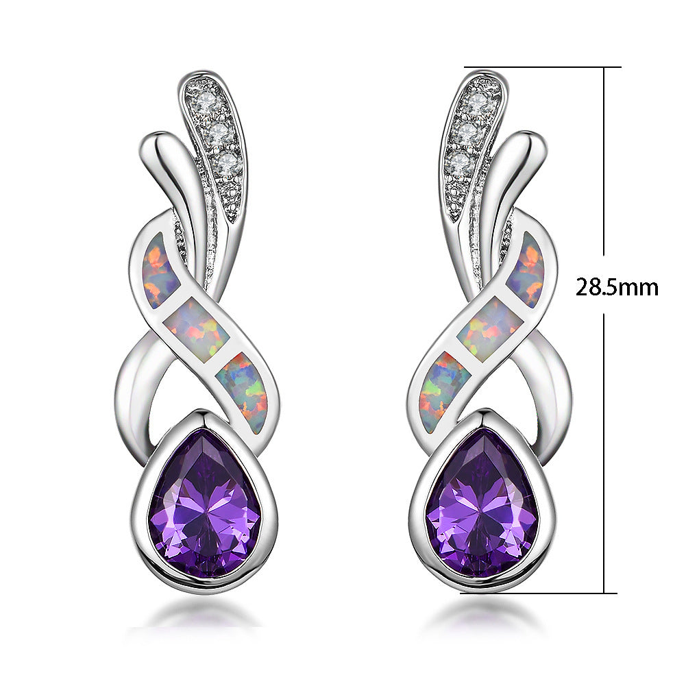 Purple Drop Diamond Earrings