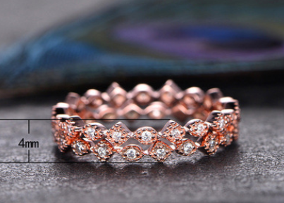 Fashion Lady Rings Copper Plated Rose Gold Zircon Ring Party Jewelry