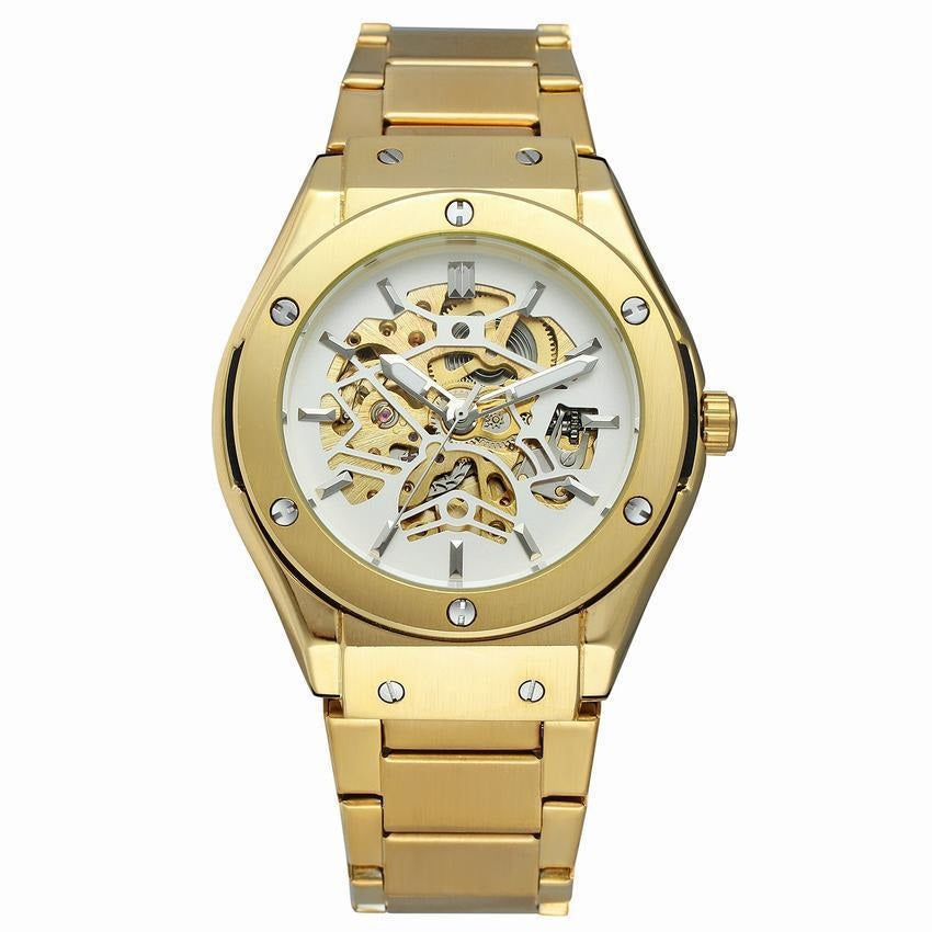 Men's Fashion Casual Skeleton Mechanical Movement Fully Automatic Watch