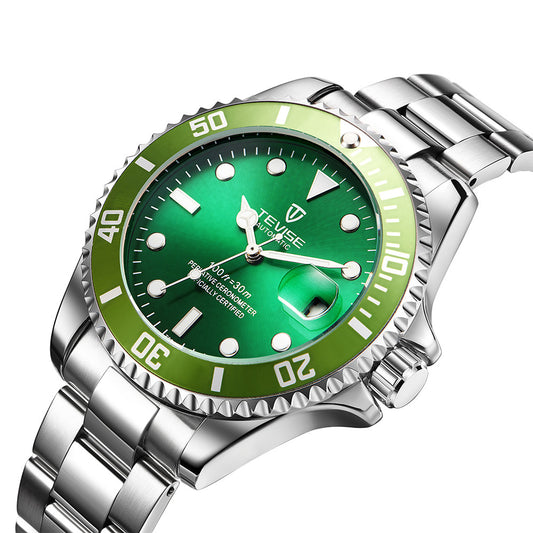 Teweisi luminous green ghost watch men full automatic mechanical watch movement precision steel watch waterproof watch