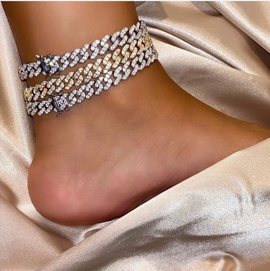 Hip-hop full zircon personality women's anklet