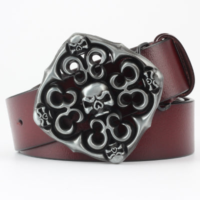 Ghost Head Series Big Strap Casual Taro Decorative Belt Leather