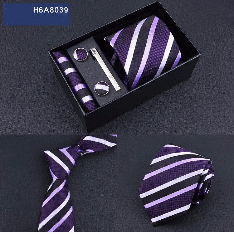 Business 8cm Striped Blue Black Tie