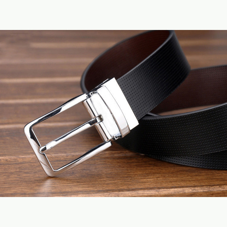 Men's simple retro rotating buckle belt