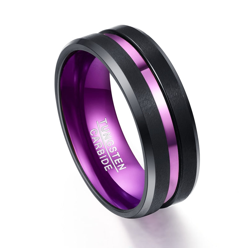 Purple inner ring frosted groove men's ring tungsten carbide