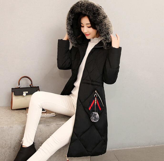 Fashion cotton-padded clothes 2021 autumn and winter new Korean long style ladies' cotton-padded clothes thickened slim women's large size coat