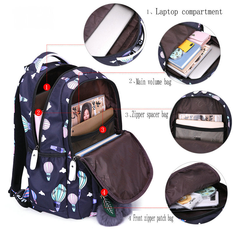 Girls leisure backpack student Geometric backpack