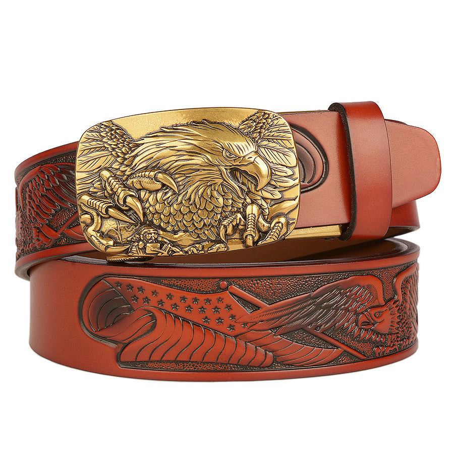 Fashion Temperament Eagle Head Automatic Buckle Men's Belt