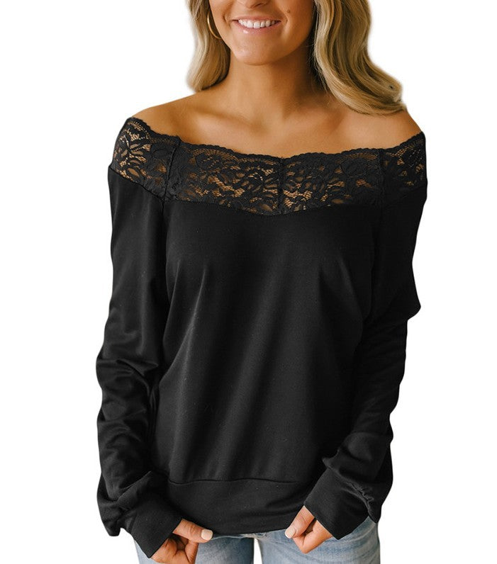 Side lace long-sleeved T-shirt