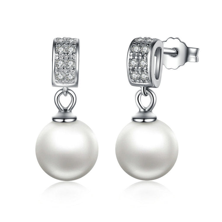 Drop Earrings Fine Jewelry Female Drop Earrings with Pearls Earrings 925 Sterling Silver Jewelry Mother's Day Gift