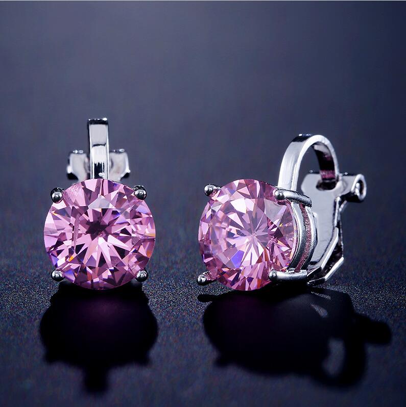 Round zircon earrings temperament wild ear clips