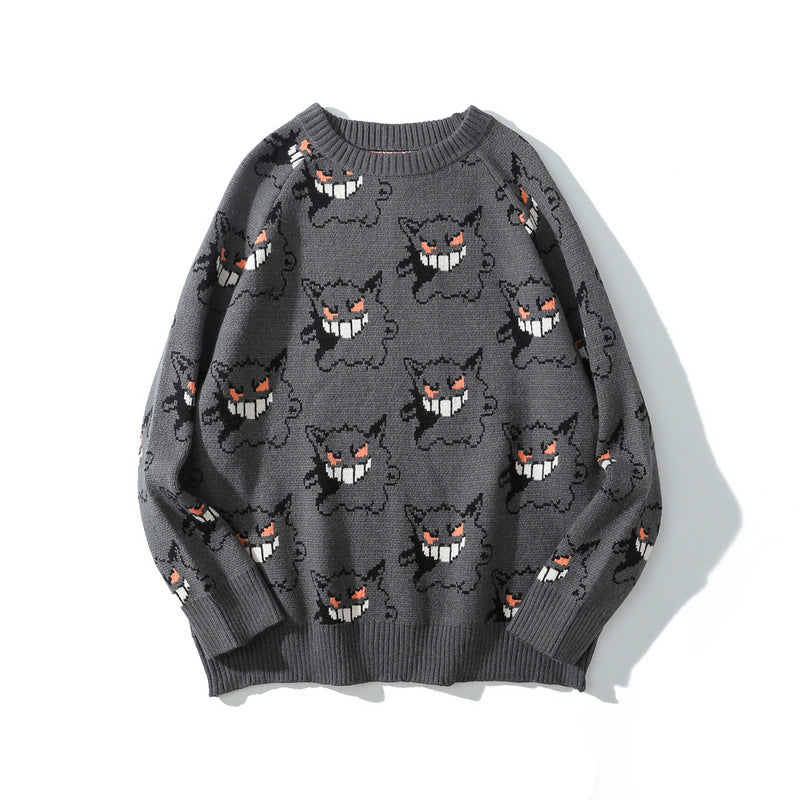 Japanese street cartoon devil sweater