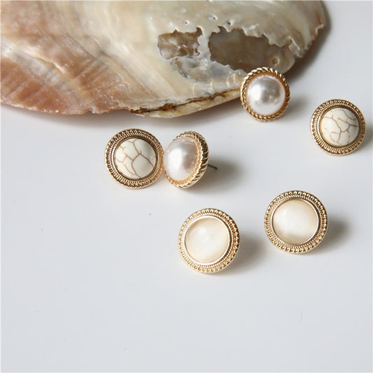 Pearl Cat Eye Stud Earrings