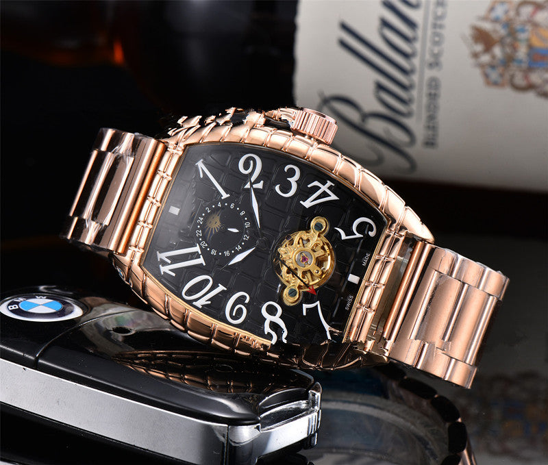 Wooden barrel mechanical watch