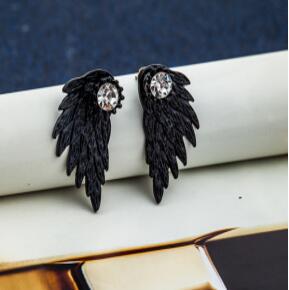 Angel Wings Stud Earrings with Diamonds