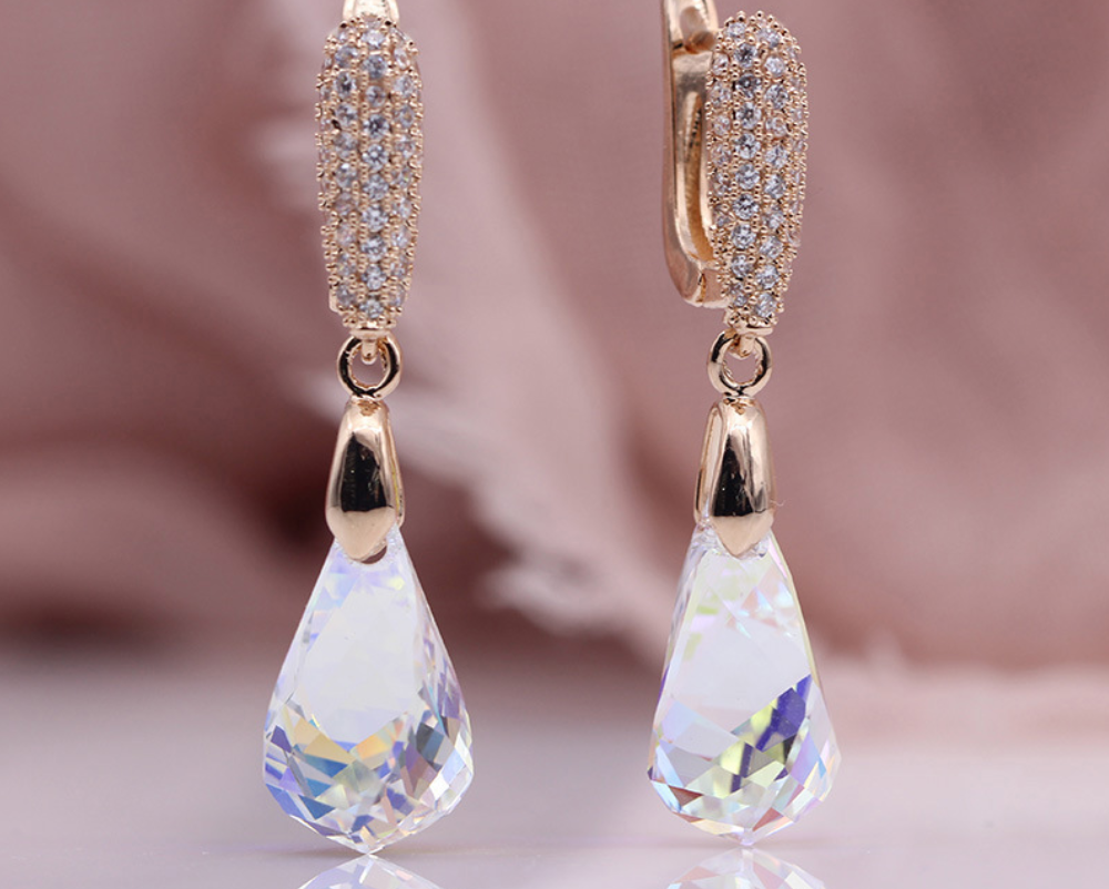 Champagne Austrian crystal earrings women