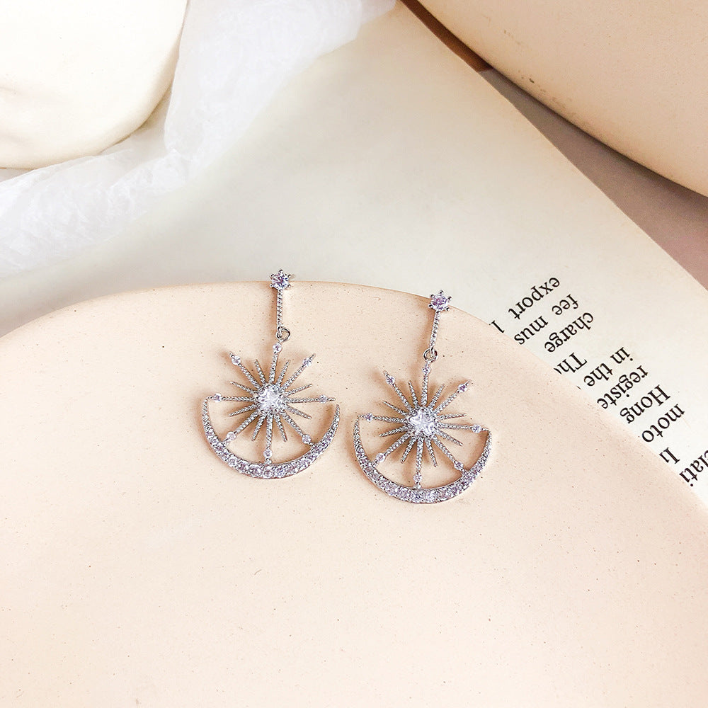 Sun and Moon Crystal Earrings with Diamonds