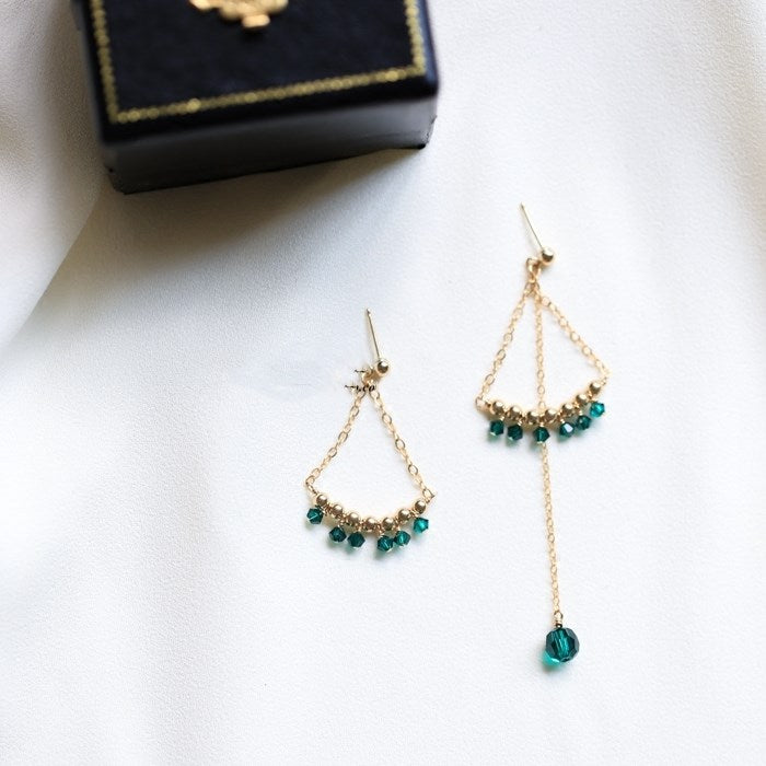 Emerald Asymmetric Stud Earrings