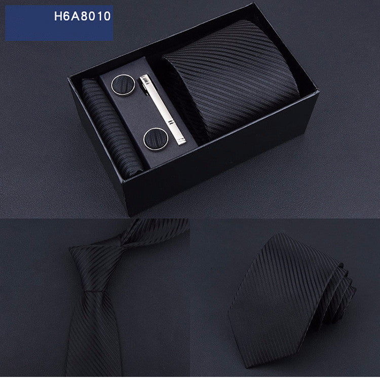 Business 8cm Striped Blue Black Tie