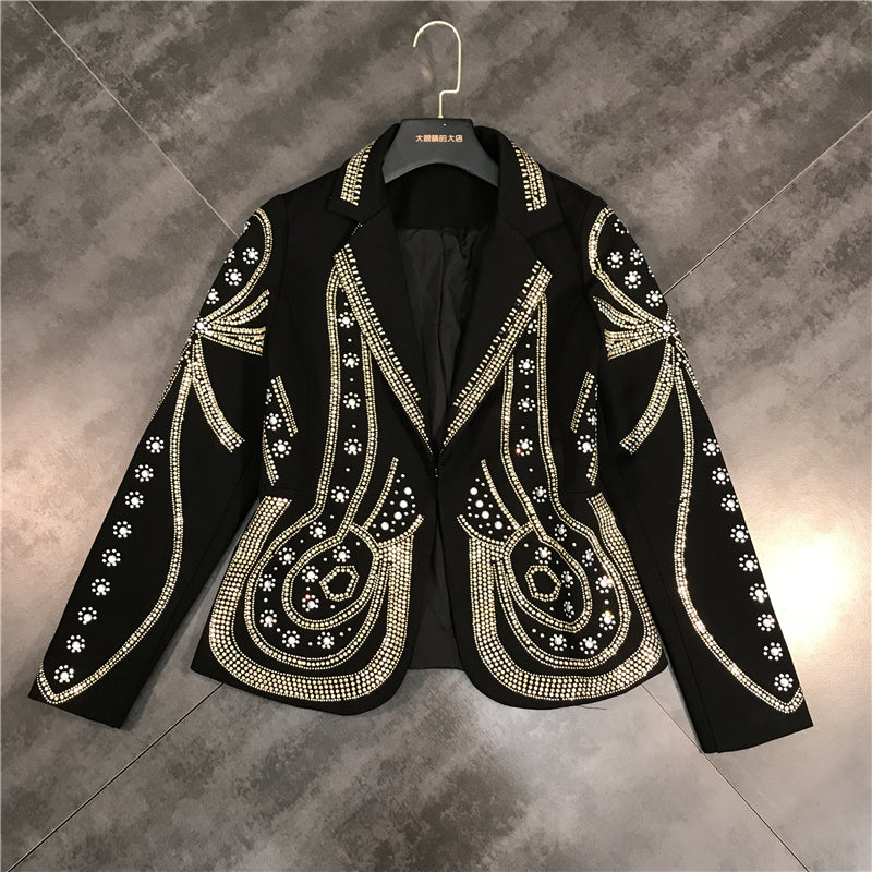 Little fragrant golden rhinestone suit jacket