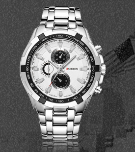 Business fashion casual sports six-needle steel belt men's quartz watch
