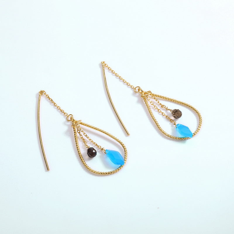 Detachable geometric light blue earrings