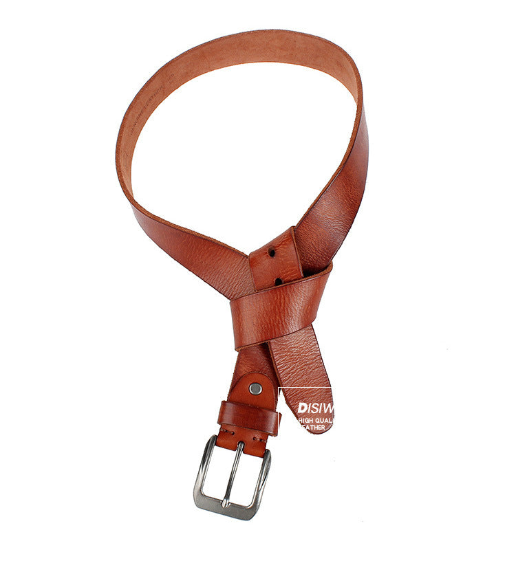 Washed vegetable tanned top layer cowhide belt